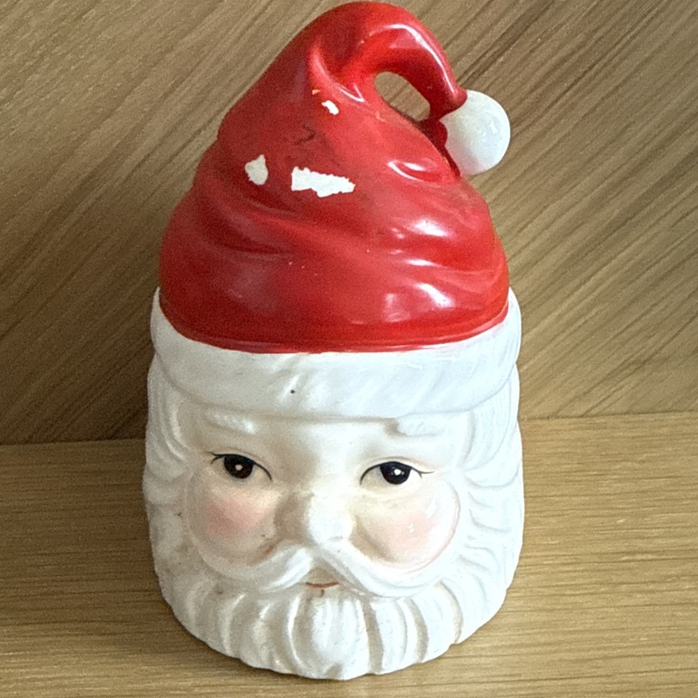 Vintage Santa Ron Gordon Designs Porcelain Head Bell Christmas Decor Red White